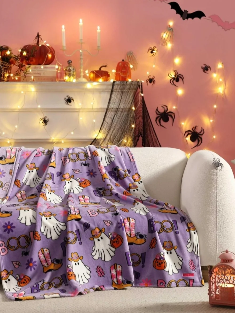 Betsey Johnson Halloween Ghost Plush Throw Blanket